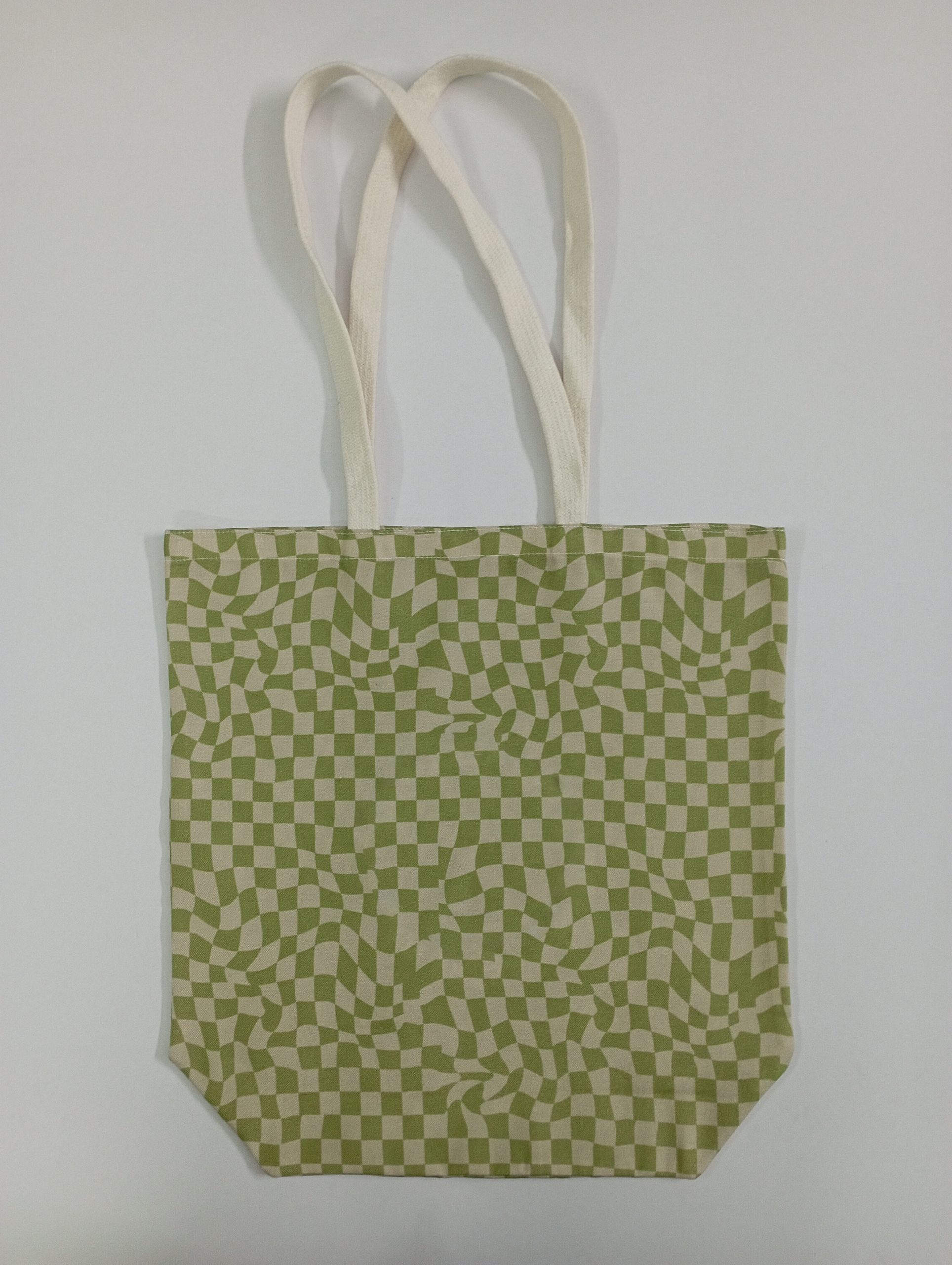Green Distorted Checkerboard Tote Bag