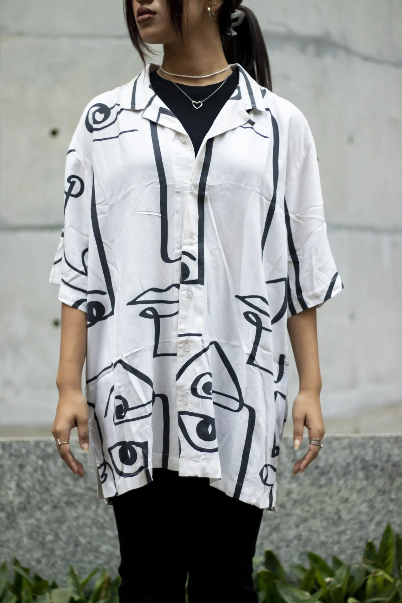 Abstract Faces Camp Shirt