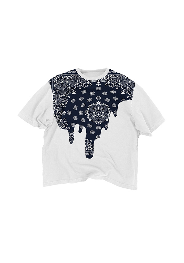 Bandana Melting Tee Navy Blue | Drop Shoulder T-shirt