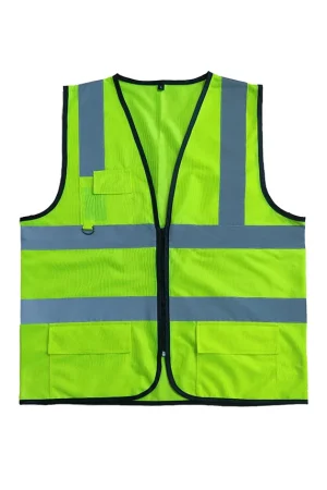 Fluorescent Yellow Safety Vest with Zipper