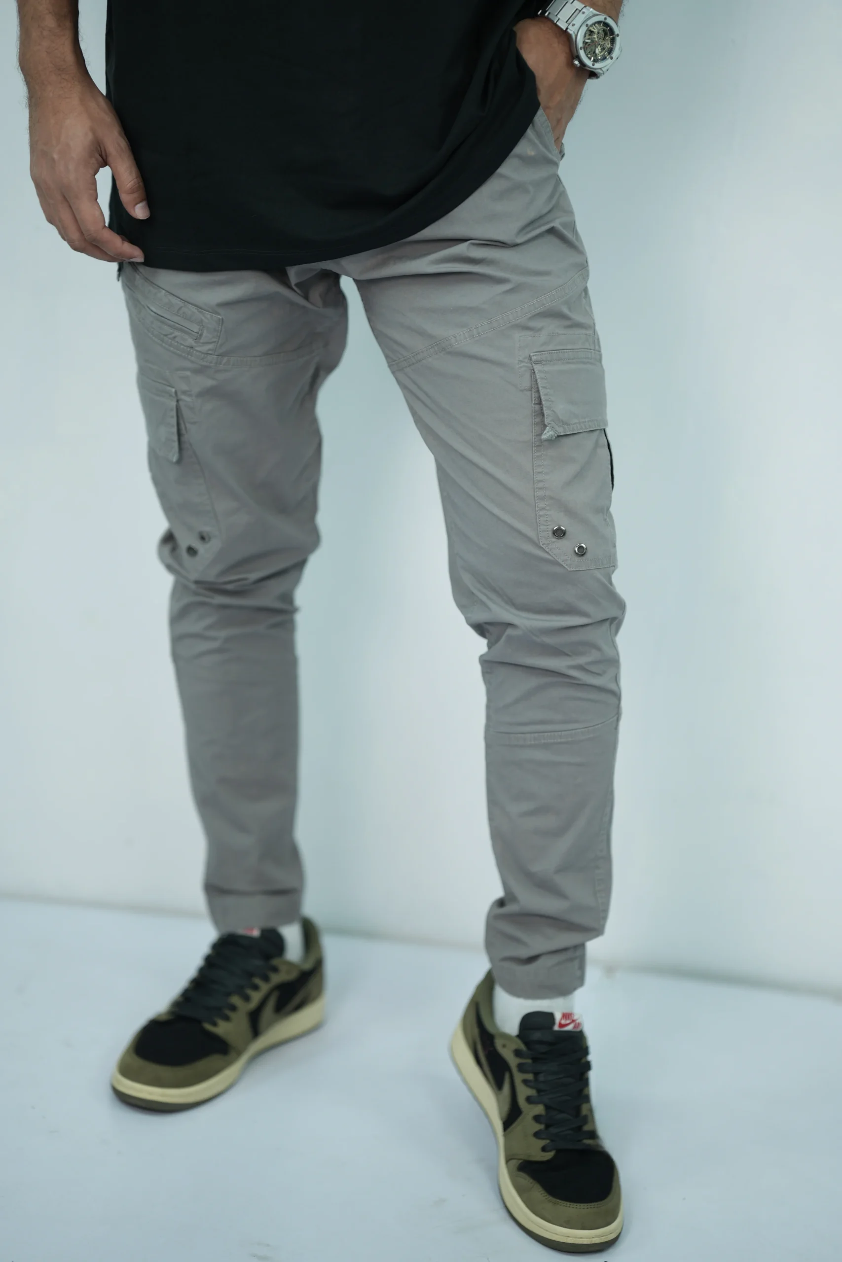 Grey Skinny Cargo Trousers