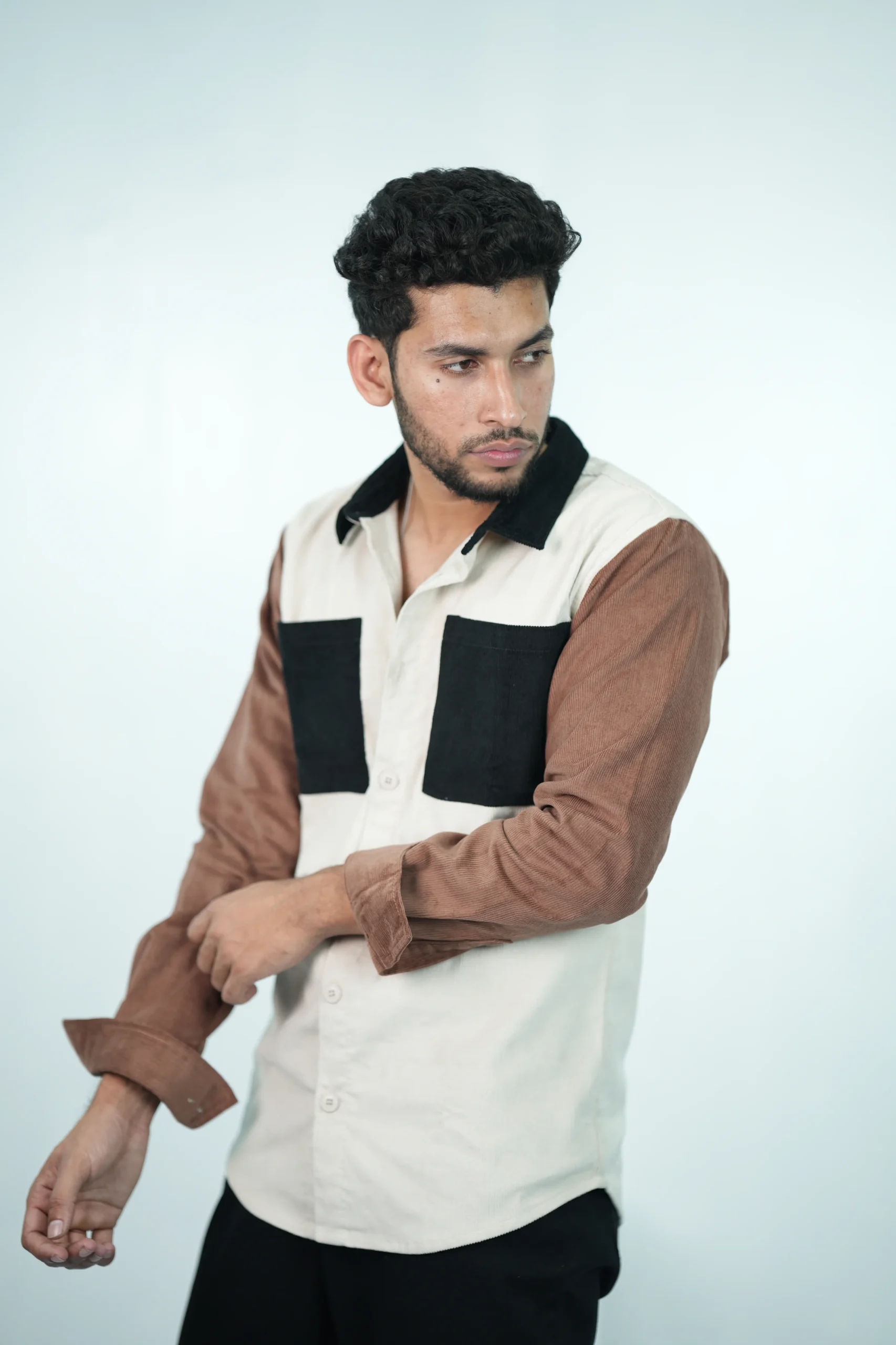 Corduroy Trio Tone Long Sleeve Shirt