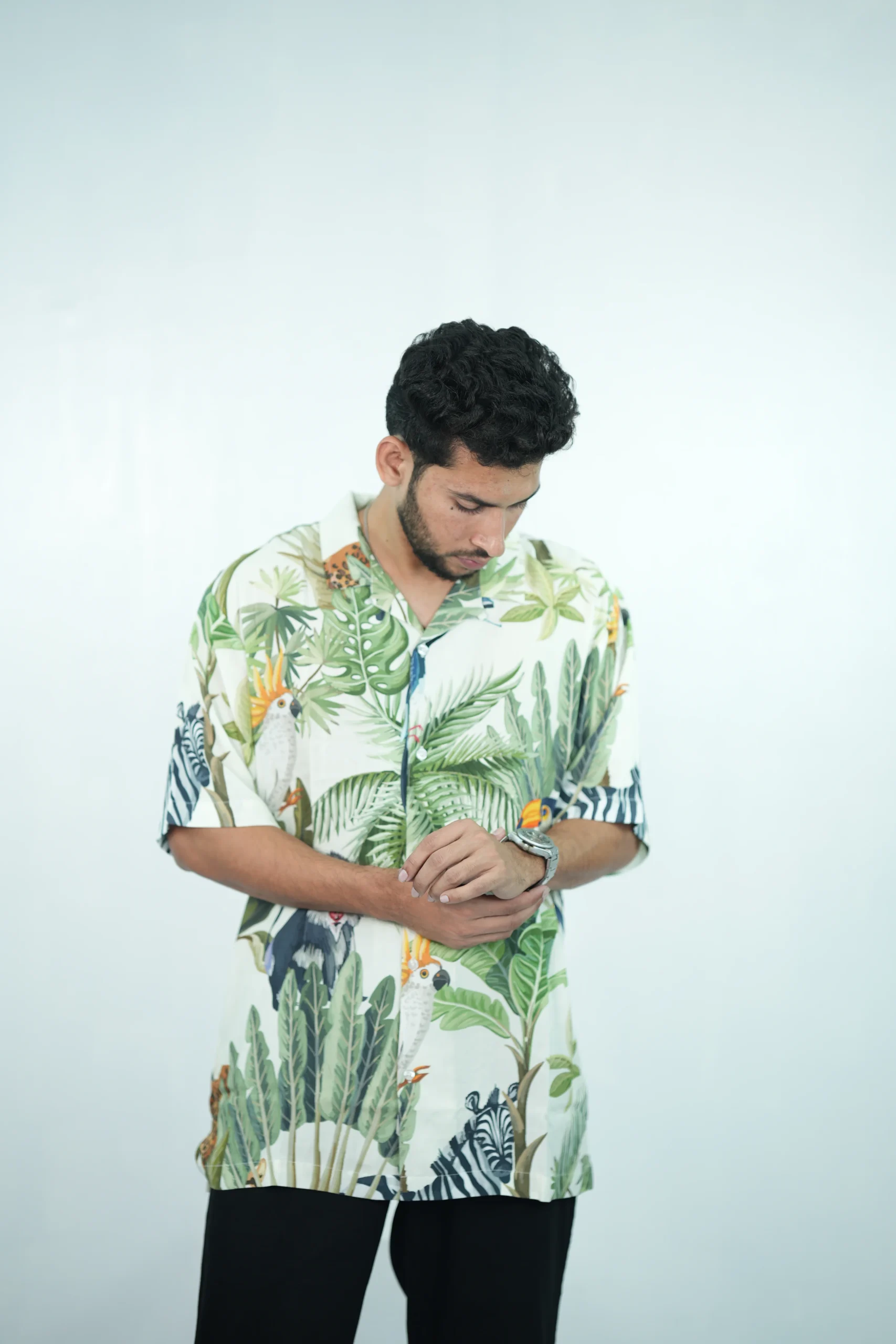 Jungle Split Print Camp Shirt