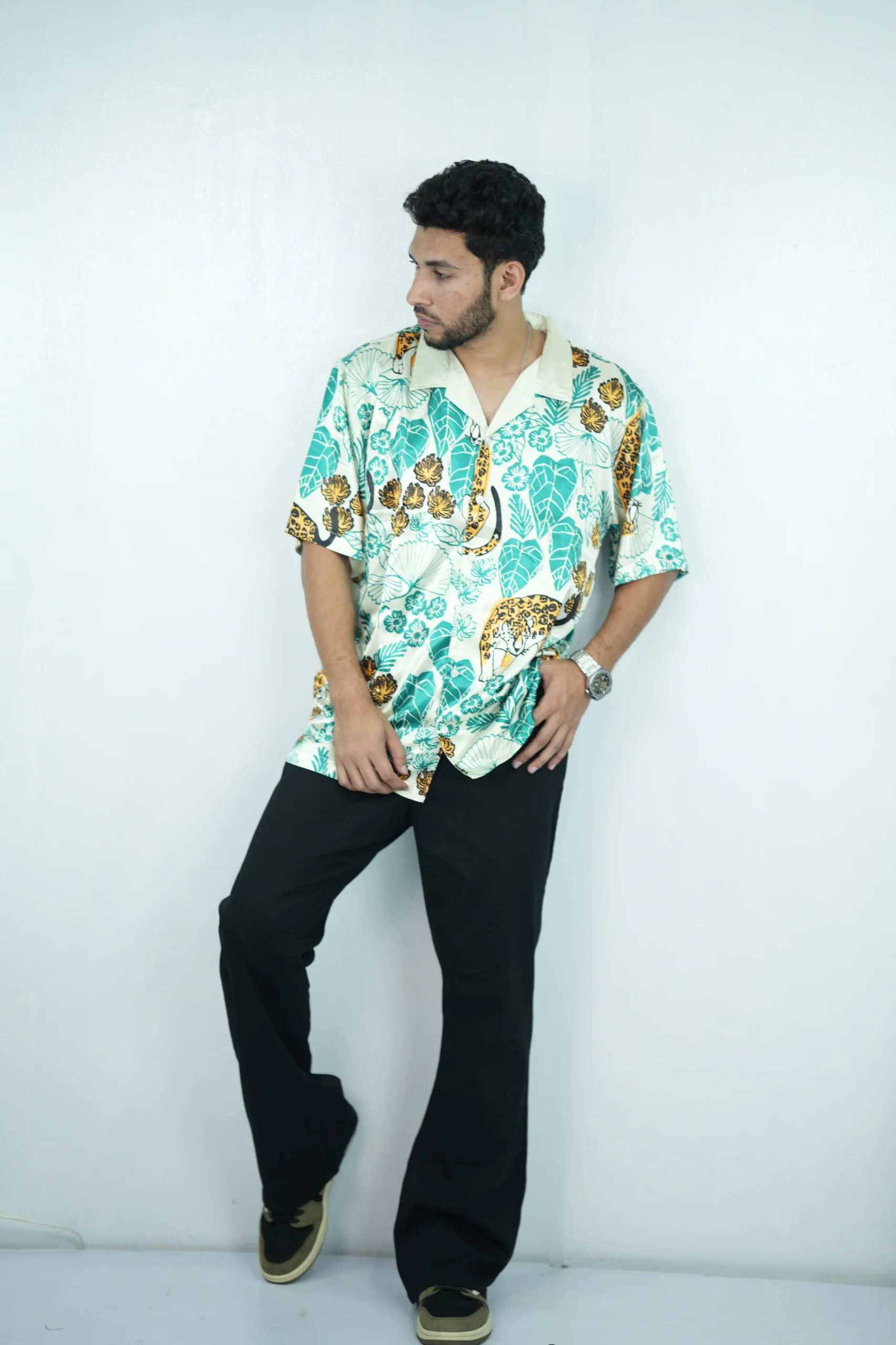 Animal Split Print Camp Shirt