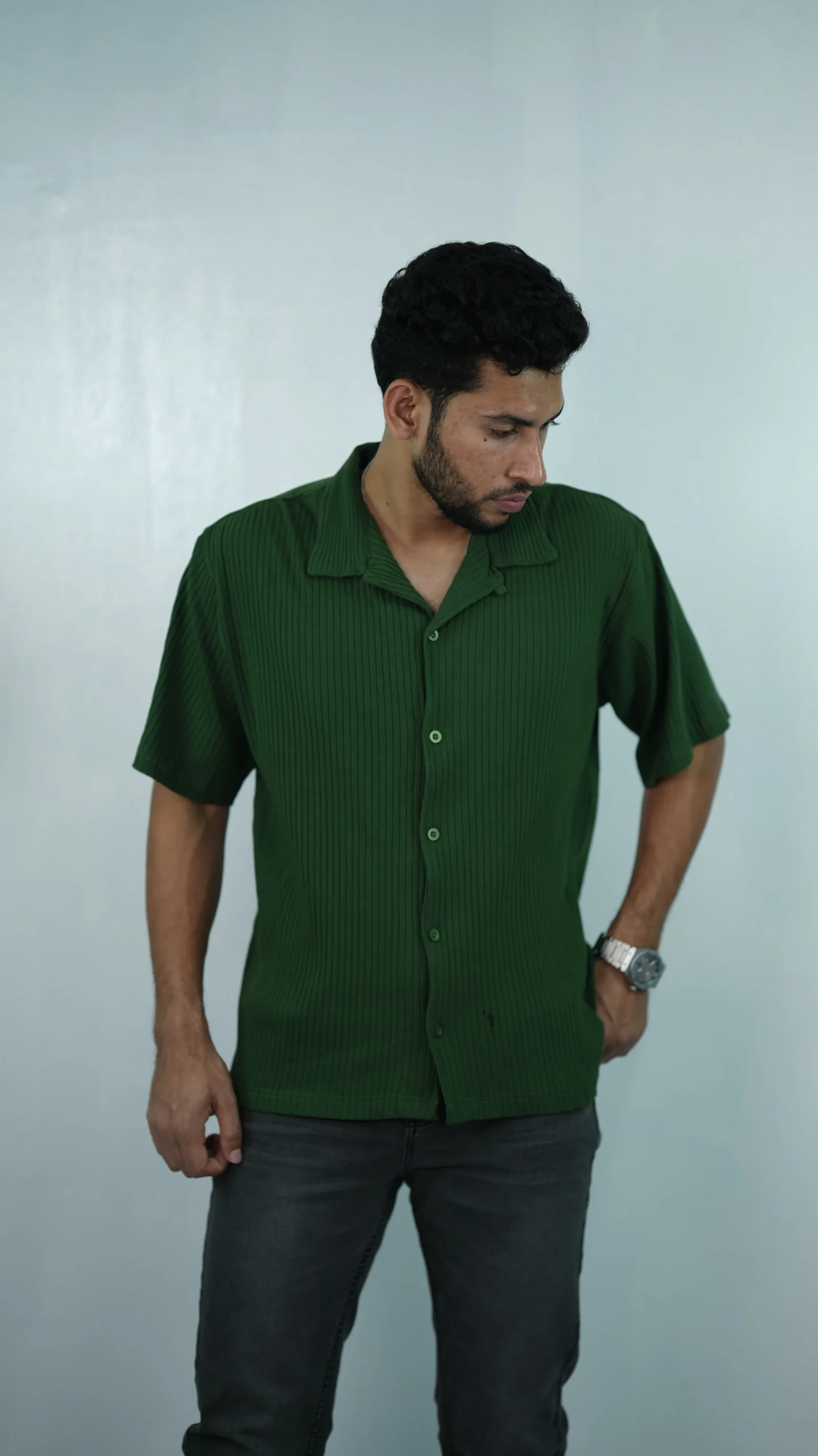 Green Ribbed Shirt